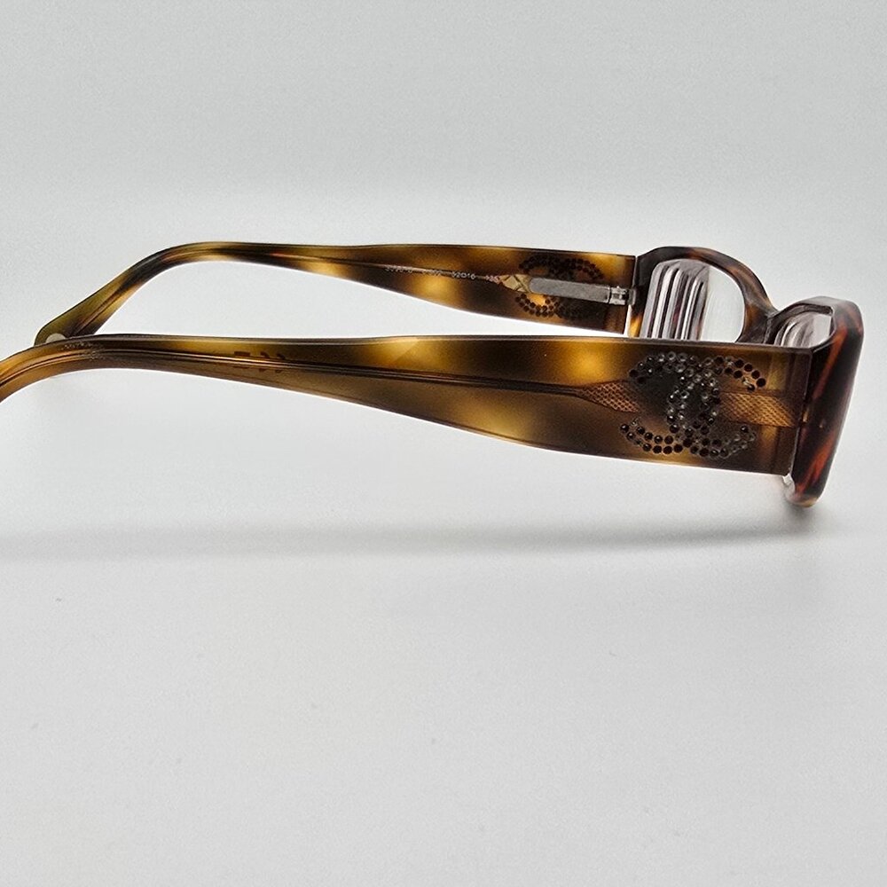 Chanel 3096-B c. 502 Tortoise Rhinestone Eyeglasses Frame w Flexhinge Italy 52mm - Picture 5 of 14